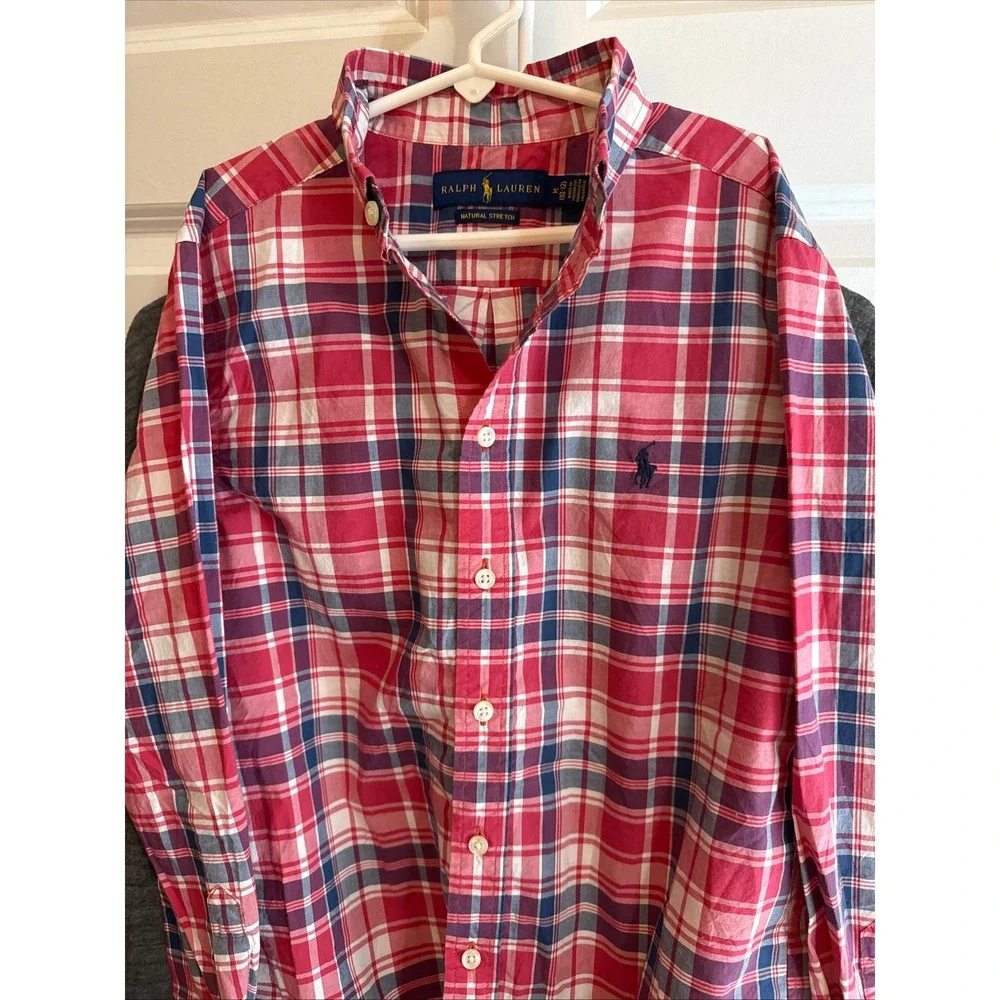 Ralph Lauren Kids Plaid Button Down‎ Shirt Size M (10-12) Red Blue